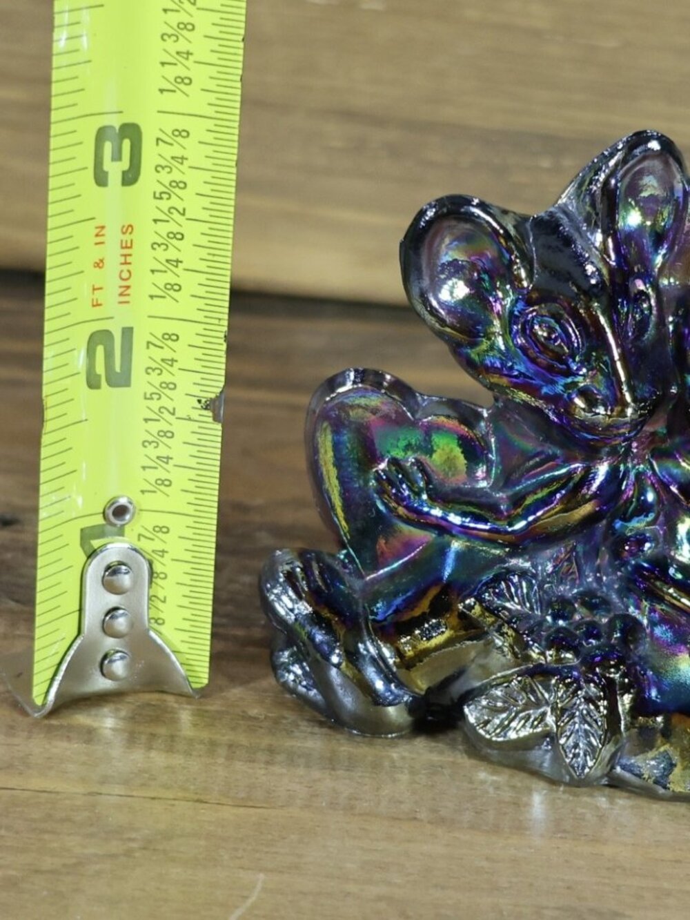 Pee gee Glass Mickey Minnie Mice in Love Purple Amethyst Carnival Paperweight - Picture 4 of 9